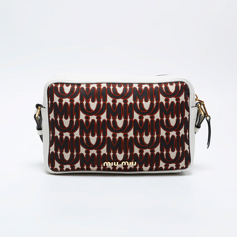 Miu Miu Logo Jacquard Camera Bag Shoulder Bag white WS21000