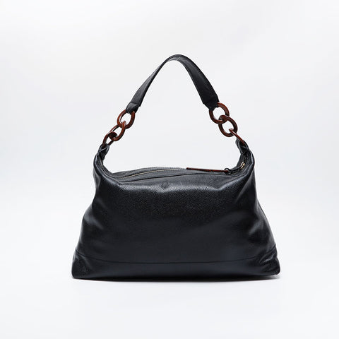 CHANEL No. 7 2002-2003 Big COCO Mark Caviar Hobo Shoulder Bag black WS21001