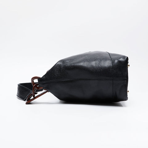 CHANEL No. 7 2002-2003 Big COCO Mark Caviar Hobo Shoulder Bag black WS21001