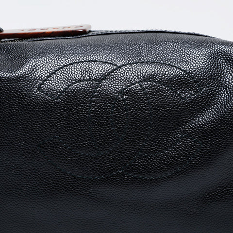 CHANEL No. 7 2002-2003 Big COCO Mark Caviar Hobo Shoulder Bag black WS21001