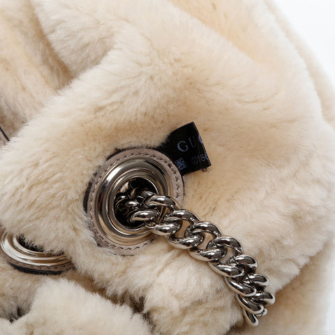 GUCCI Mouton Soho Stud Chain Shoulder Bag beige WS21002