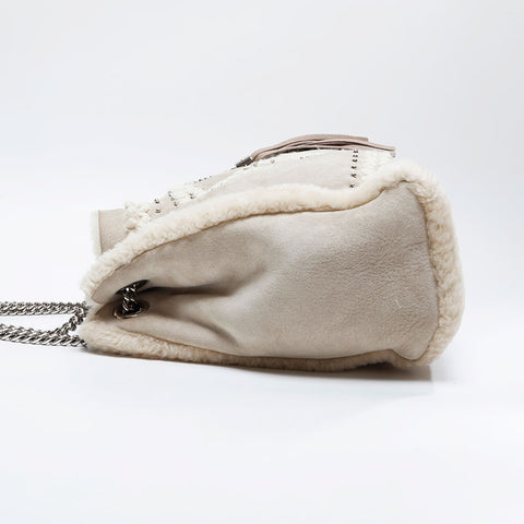 GUCCI Mouton Soho Stud Chain Shoulder Bag beige WS21002