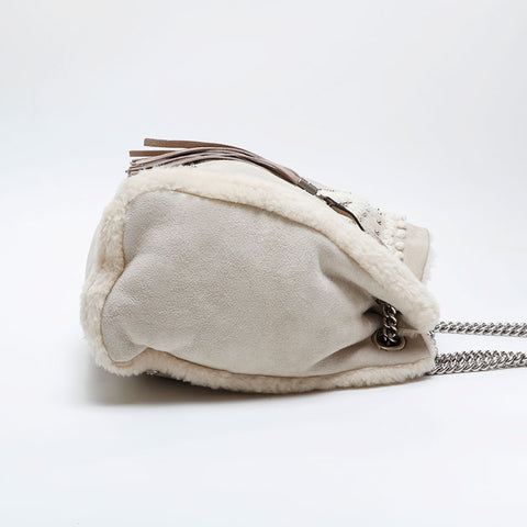 GUCCI Mouton Soho Stud Chain Shoulder Bag beige WS21002