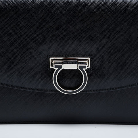 Salvatore Ferragamo Gancini Leather 2way Handbag black WS21003