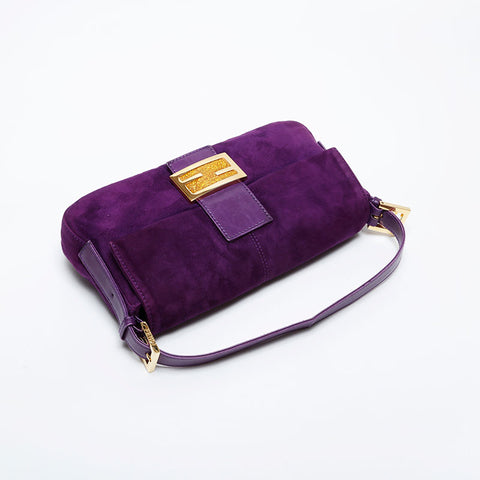 FENDI Suede manma bucket Shoulder Bag purple WS21004
