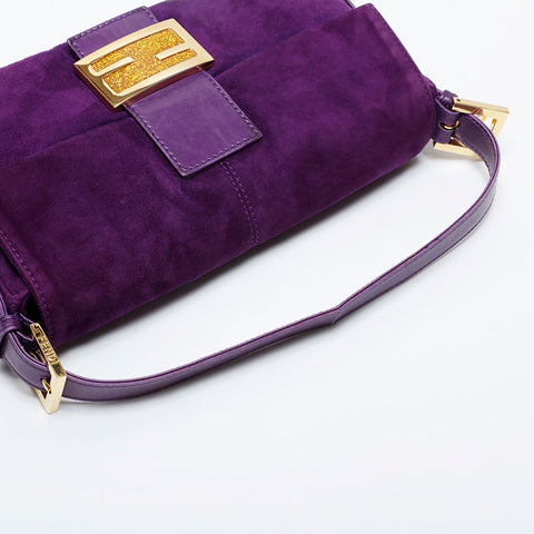 FENDI Suede manma bucket Shoulder Bag purple WS21004