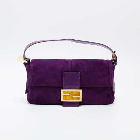FENDI Suede manma bucket Shoulder Bag purple WS21004