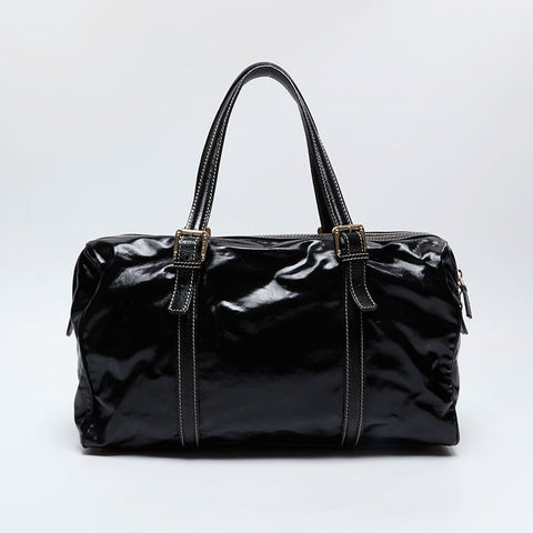 GUCCI Enamel New Brit Interlocking Shariline Handbag black WS21005