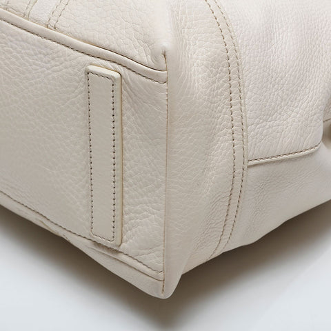 PRADA Leather Triangle Logo Tote Shoulder Bag white WS21006