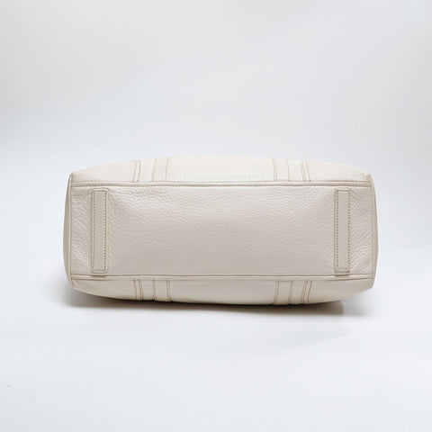 PRADA Leather Triangle Logo Tote Shoulder Bag white WS21006