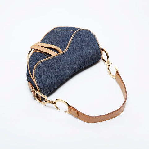 Christian Dior Denim saddle bag Shoulder Bag Navy WS21007