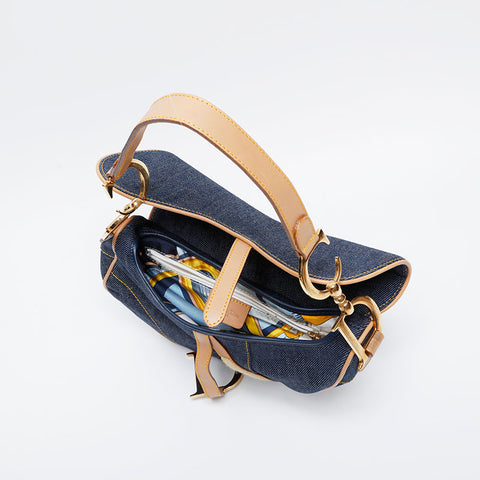 Christian Dior Denim saddle bag Shoulder Bag Navy WS21007