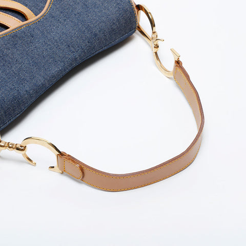 Christian Dior Denim saddle bag Shoulder Bag Navy WS21007