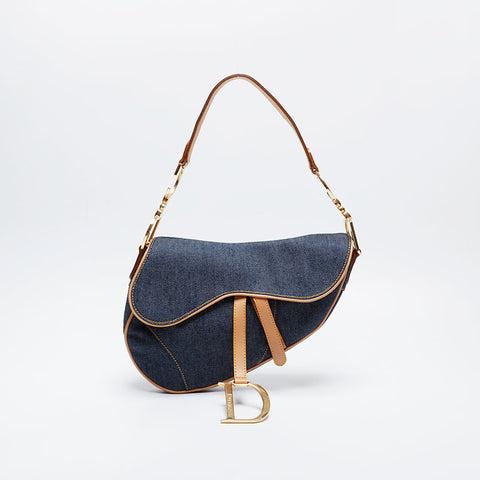 Christian Dior Denim saddle bag Shoulder Bag Navy WS21007