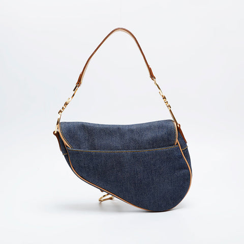Christian Dior Denim saddle bag Shoulder Bag Navy WS21007