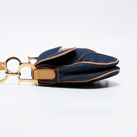 Christian Dior Denim saddle bag Shoulder Bag Navy WS21007