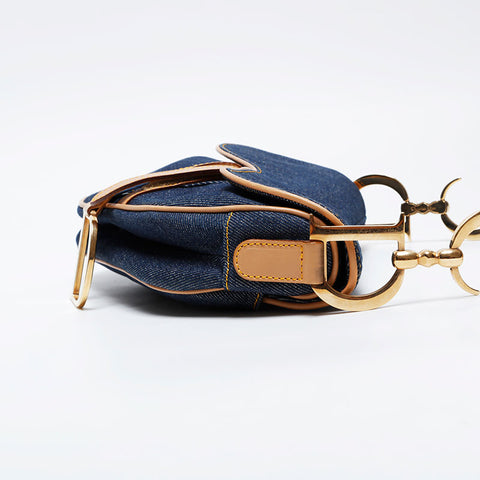 Christian Dior Denim saddle bag Shoulder Bag Navy WS21007