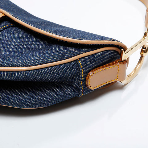 Christian Dior Denim saddle bag Shoulder Bag Navy WS21007