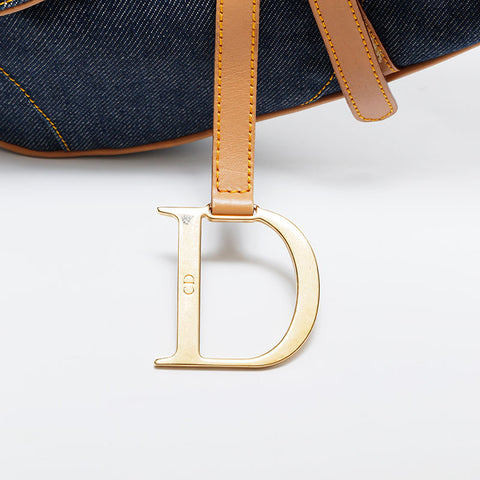 Christian Dior Denim saddle bag Shoulder Bag Navy WS21007