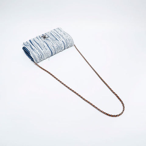 CHANEL 20 series 2014-2015 Denim Flap Chain Shoulder Bag Navy WS21008