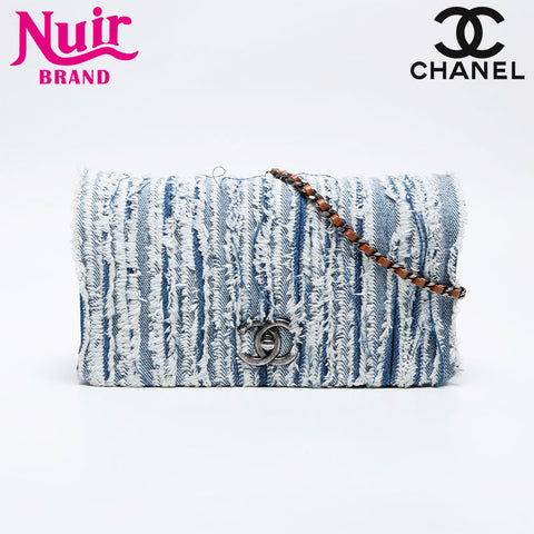 CHANEL 20 series 2014-2015 Denim Flap Chain Shoulder Bag Navy WS21008