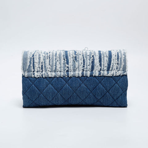 CHANEL 20 series 2014-2015 Denim Flap Chain Shoulder Bag Navy WS21008