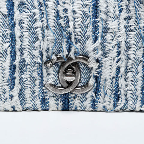 CHANEL 20 series 2014-2015 Denim Flap Chain Shoulder Bag Navy WS21008