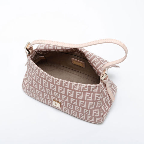 FENDI Zucchino Mamma Mini Canvas Shoulder Bag pink WS21012