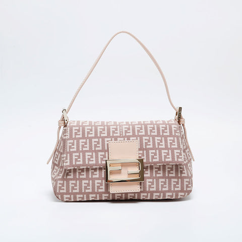 FENDI Zucchino Mamma Mini Canvas Shoulder Bag pink WS21012