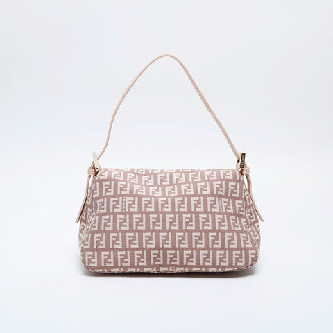 FENDI Zucchino Mamma Mini Canvas Shoulder Bag pink WS21012