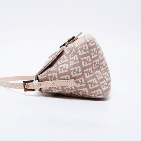 FENDI Zucchino Mamma Mini Canvas Shoulder Bag pink WS21012