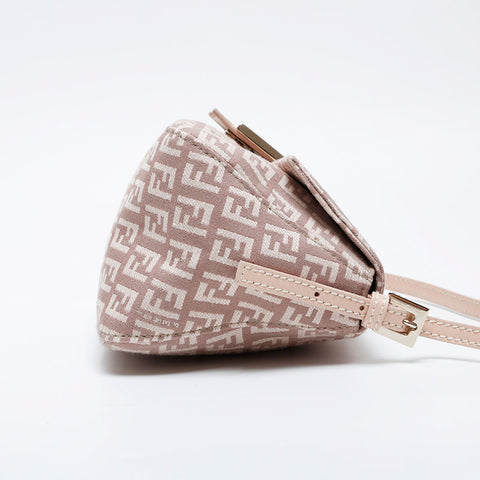 FENDI Zucchino Mamma Mini Canvas Shoulder Bag pink WS21012
