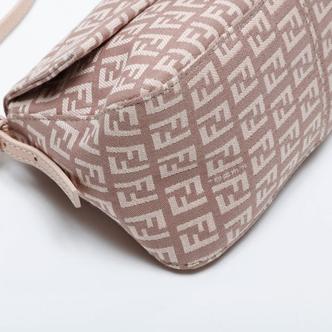 FENDI Zucchino Mamma Mini Canvas Shoulder Bag pink WS21012