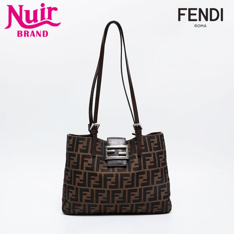 FENDI canvas zucca Shoulder Bag Brown WS21014
