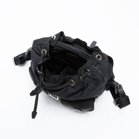 PRADA Nylon Saffiano Leather Backpack  Daypack black WS21015