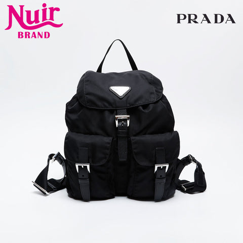 PRADA Nylon Saffiano Leather Backpack Â· Daypack black WS21015