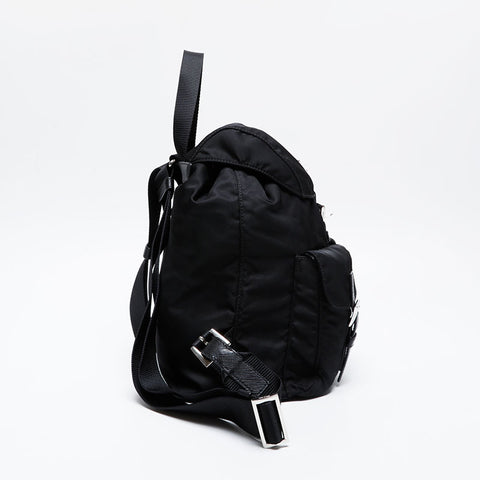 PRADA Nylon Saffiano Leather Backpack  Daypack black WS21015
