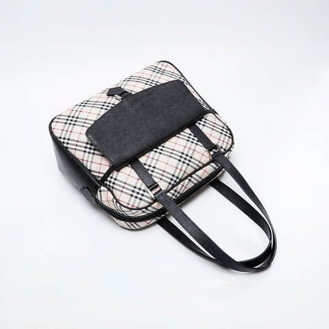 BURBERRY Nova check leather x canvas Shoulder Bag beige WS21016