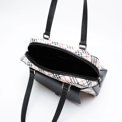 BURBERRY Nova check leather x canvas Shoulder Bag beige WS21016