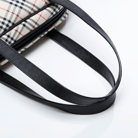 BURBERRY Nova check leather x canvas Shoulder Bag beige WS21016