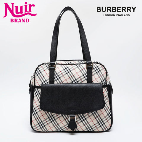 BURBERRY Nova check leather x canvas Shoulder Bag beige WS21016