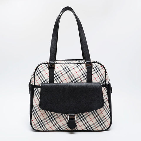 BURBERRY Nova check leather x canvas Shoulder Bag beige WS21016