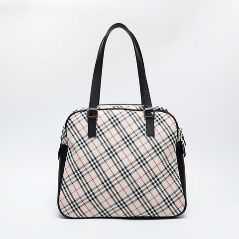 BURBERRY Nova check leather x canvas Shoulder Bag beige WS21016
