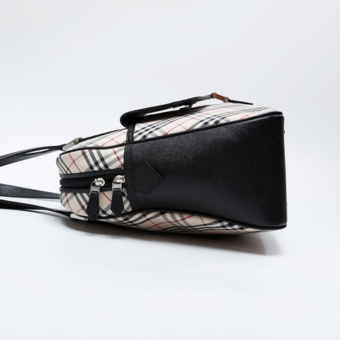 BURBERRY Nova check leather x canvas Shoulder Bag beige WS21016