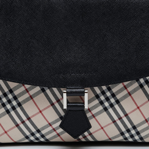 BURBERRY Nova check leather x canvas Shoulder Bag beige WS21016