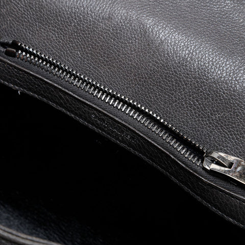 YVES SAINT LAURENT Lou Chevron Leather Shoulder Bag gray WS21020