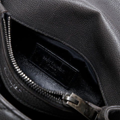 YVES SAINT LAURENT Lou Chevron Leather Shoulder Bag gray WS21020