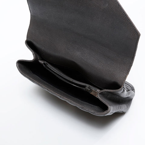 YVES SAINT LAURENT Lou Chevron Leather Shoulder Bag gray WS21020