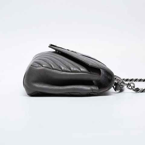 YVES SAINT LAURENT Lou Chevron Leather Shoulder Bag gray WS21020