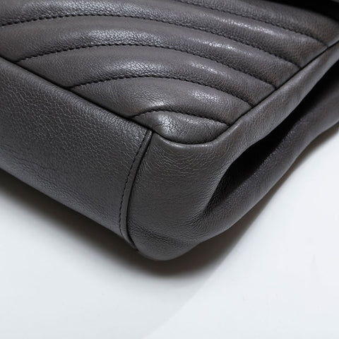YVES SAINT LAURENT Lou Chevron Leather Shoulder Bag gray WS21020
